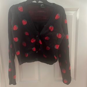 Black and Red Strawberry Cardigan and Top